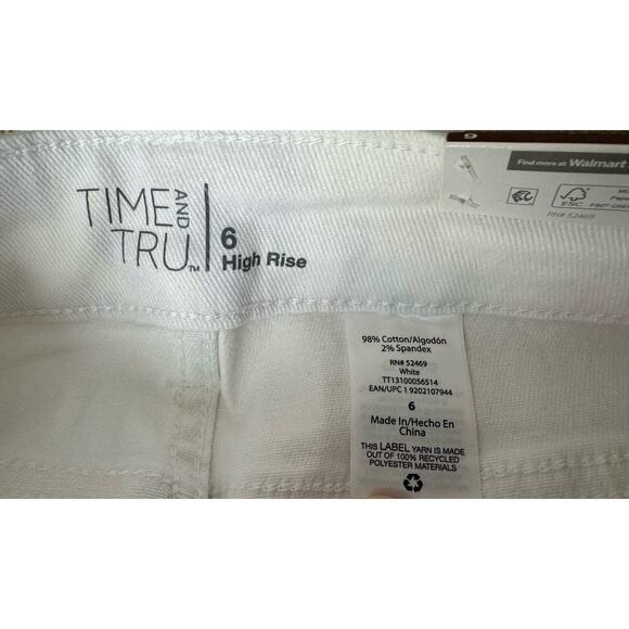 Time and Tru Straight High Rise White Denim Tie Dye Pants Pastel 6 NWT NEW - Picture 9 of 11